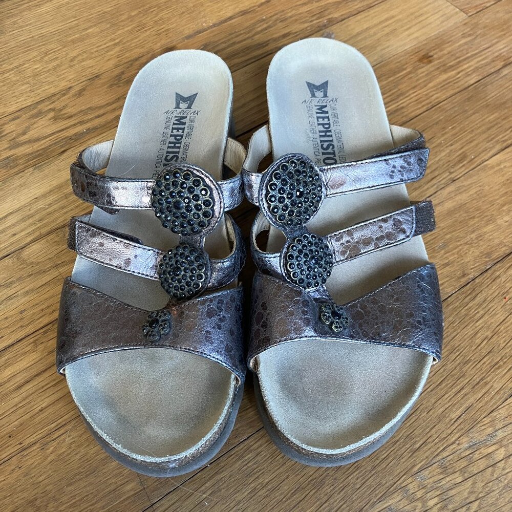 Mephisto Brown / Bronze Shiny Decorative Sandals Size 8